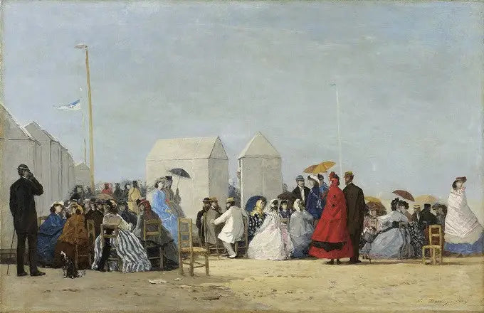 Reproduction du tableau « La plage de Trouville à l'heure du bain - Eugène Boudin » par Alpha Reproduction en peinture à l’huile