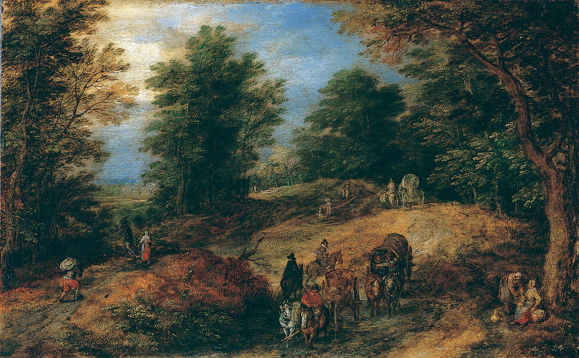 Paysage avec des voyageurs sur un chemin forestier - Jan Brueghel l'Ancien