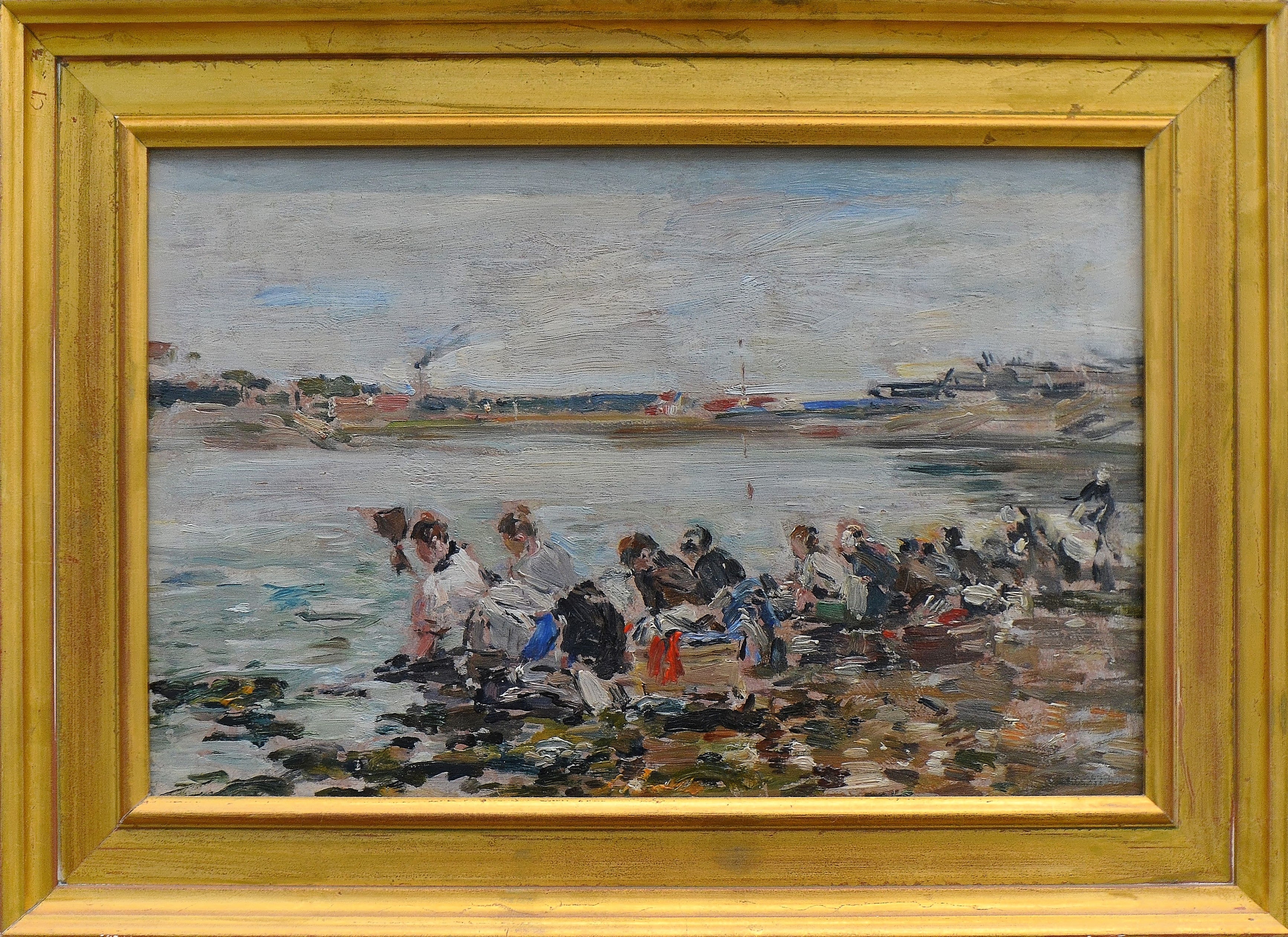 Reproduction du tableau « Lavandières sur la Touques - Eugène Boudin » par Alpha Reproduction en peinture à l’huile