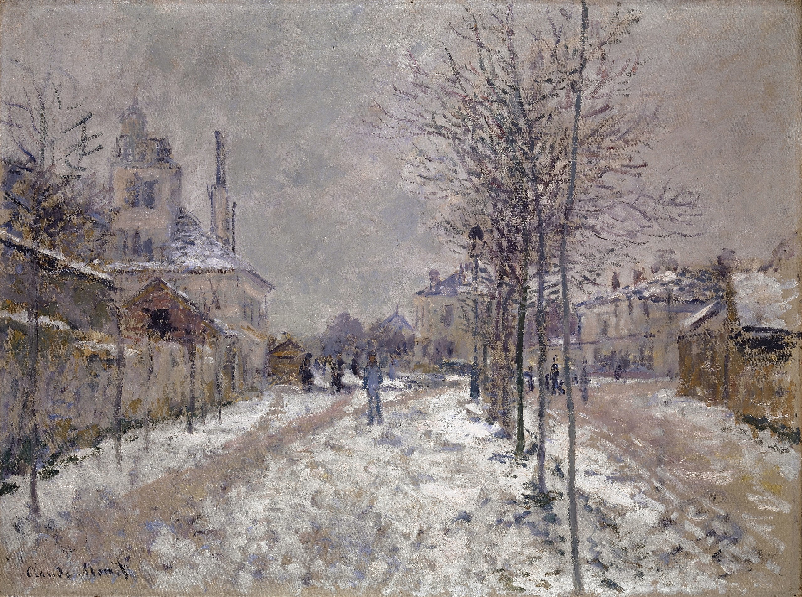 O Boulevard de Pontoise em Argenteuil, neve - Claude Monet