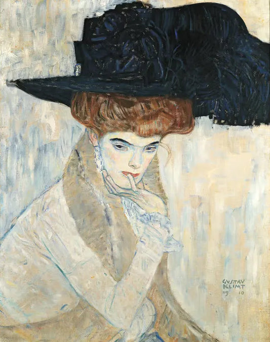 🎩✨ O Chapéu de Pena Preto – Gustav Klimt (1910)