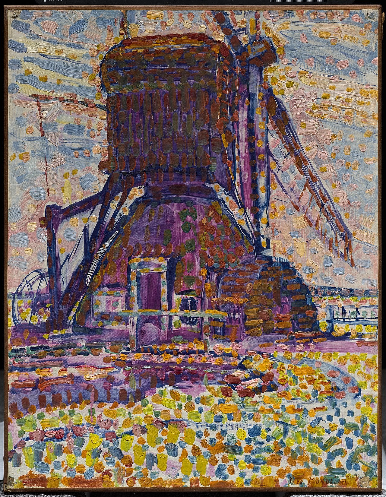 O Moinho de Winkel, versão pontilhista - Piet Mondrian