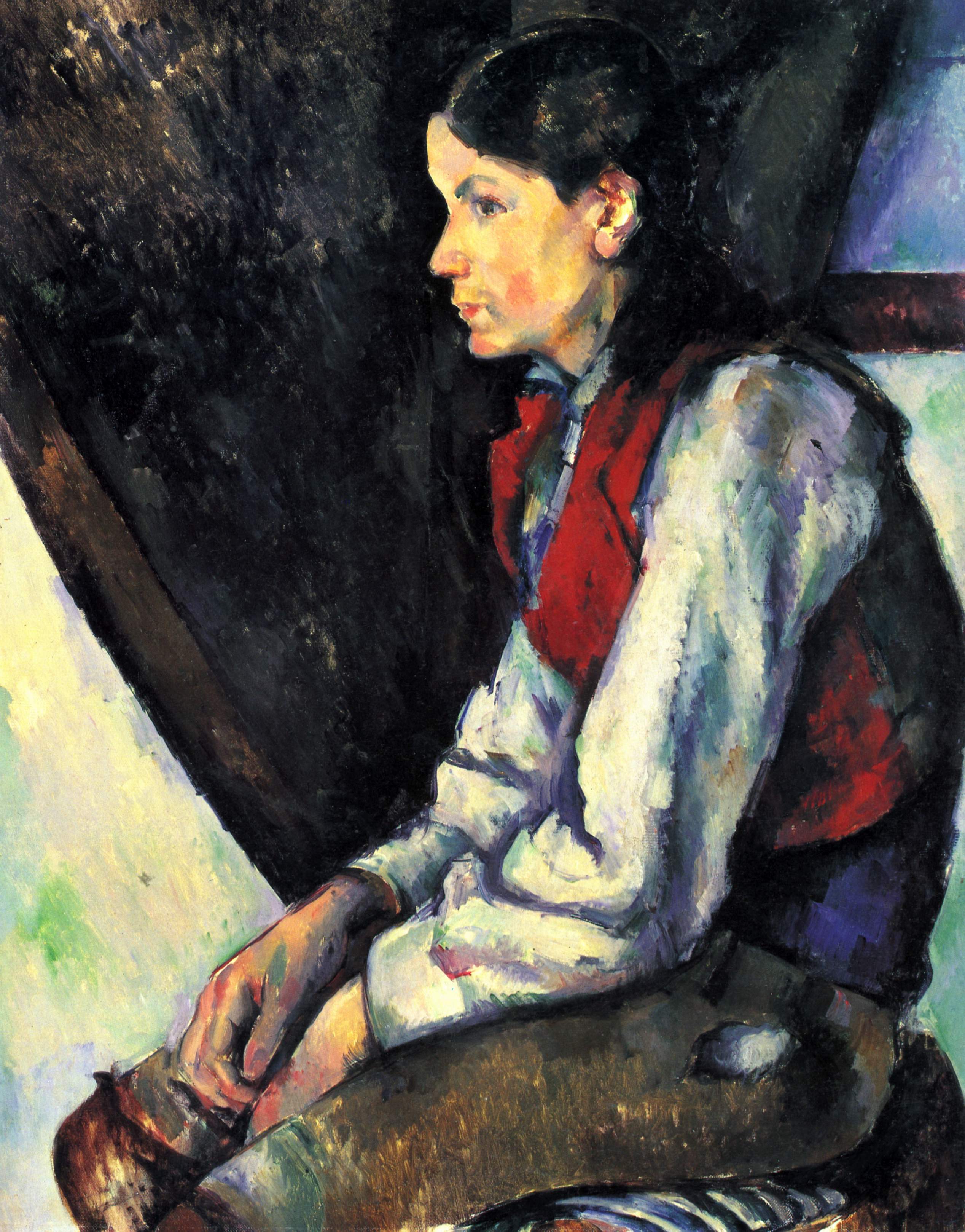 Reproduction du tableau « Le Garçon au gilet rouge - Paul Cézanne » par Alpha Reproduction en peinture à l’huile