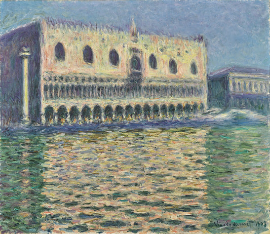 🌅 O Palácio Ducal Claude Monet (1908) – Versão luminosa com reflexos dourados