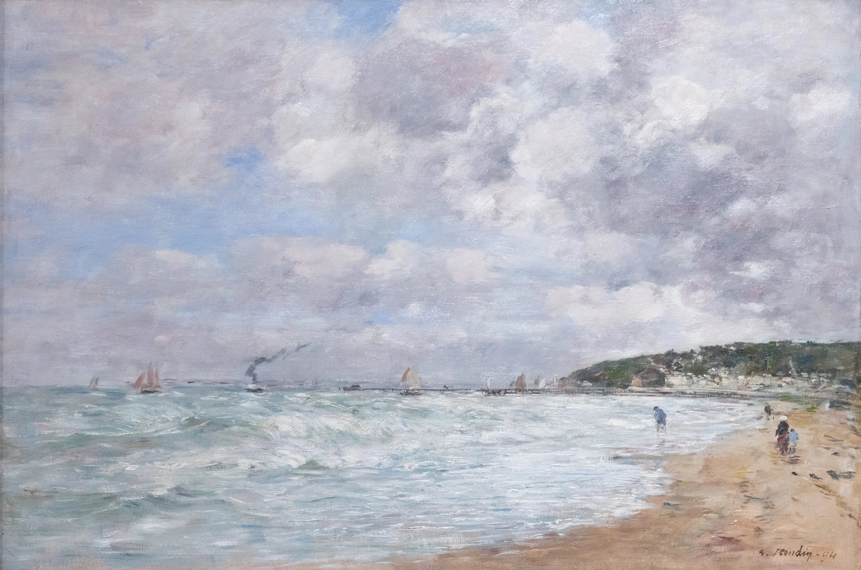 Reproduction du tableau « Le rivage de Trouville - Eugène Boudin » par Alpha Reproduction en peinture à l’huile