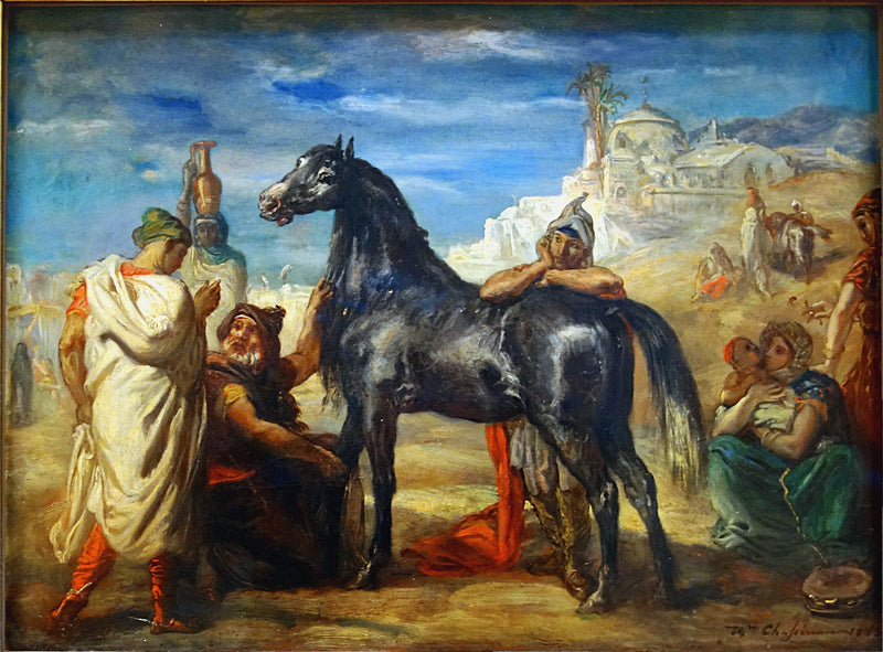 Comerciante árabe apresentando uma égua - Théodore Chassériau