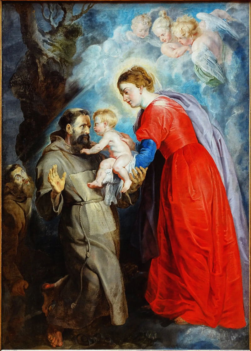 São Francisco recebendo o Menino Jesus das mãos da Virgem - Peter Paul Rubens