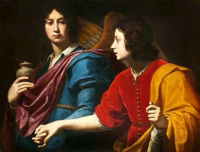 Tobias e o arcanjo Rafael. - Lorenzo Lippi