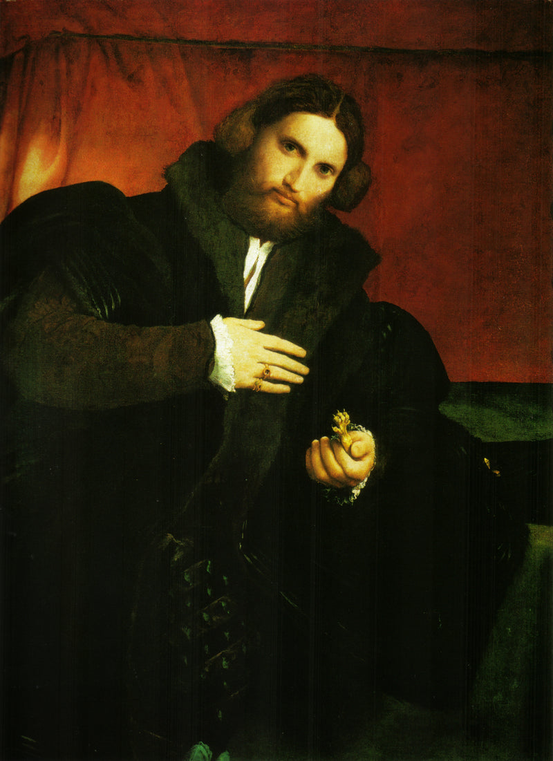Retrato de um cavalheiro com pata de leão - Lorenzo Lotto