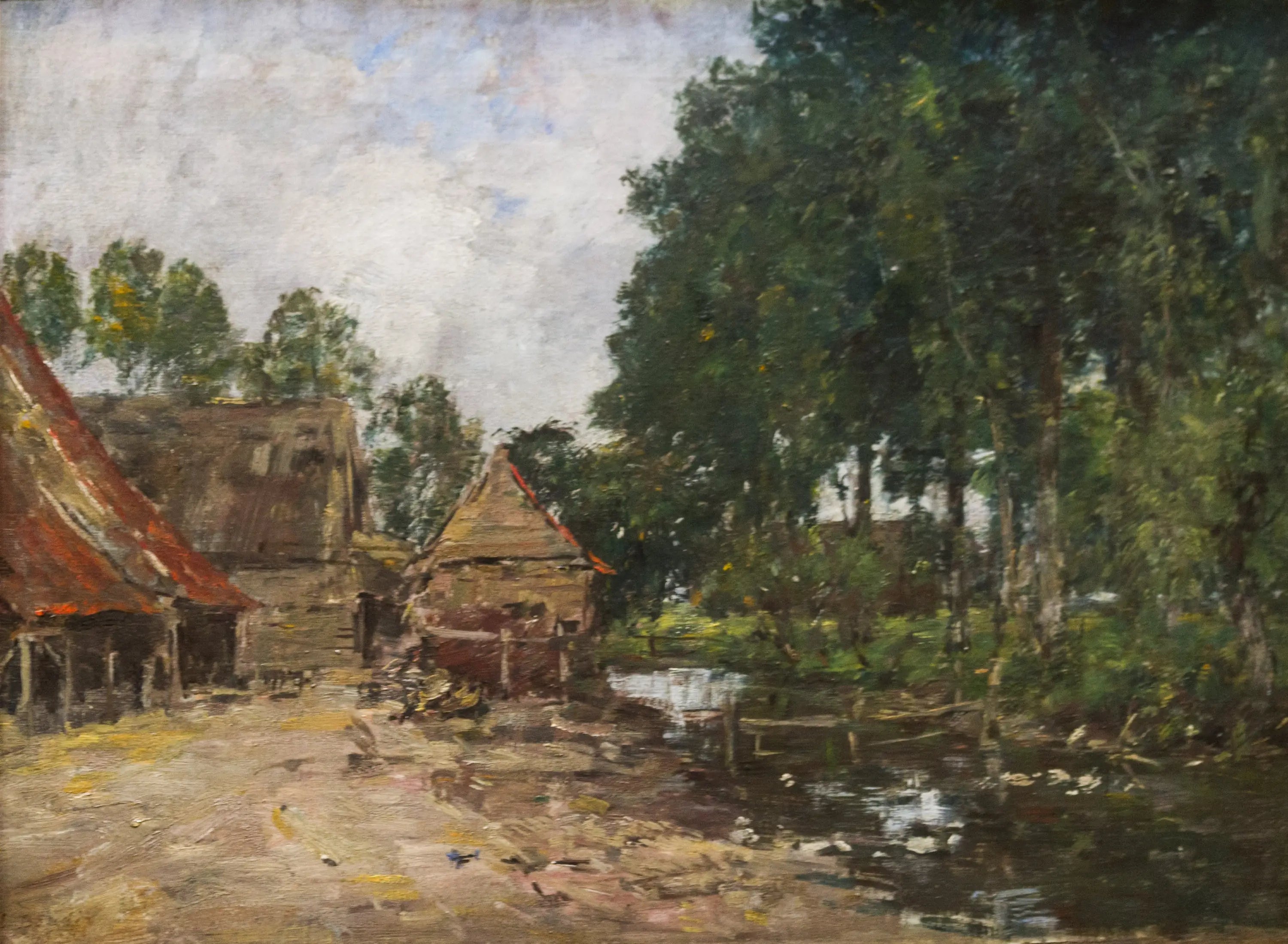 Reproduction du tableau « Cour de ferme - Eugène Boudin » par Alpha Reproduction en peinture à l’huile