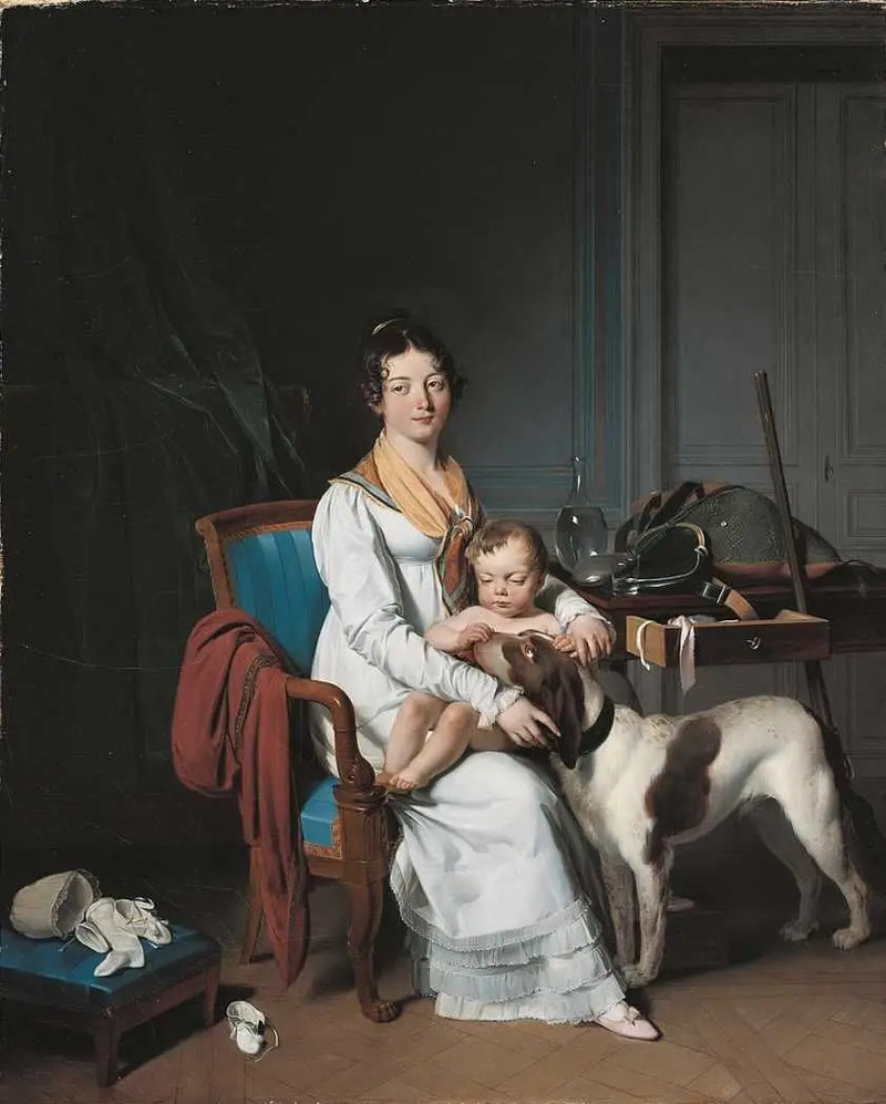 Interior com mãe e filho - Louis-Léopold Boilly