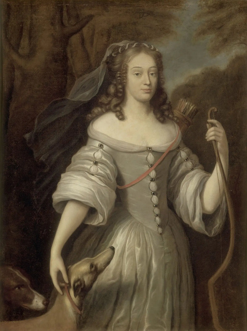Louise-Françoise de la Baume-Le-Blanc (1644-1710), retratada na companhia de Diana - Claude Lefèbvre