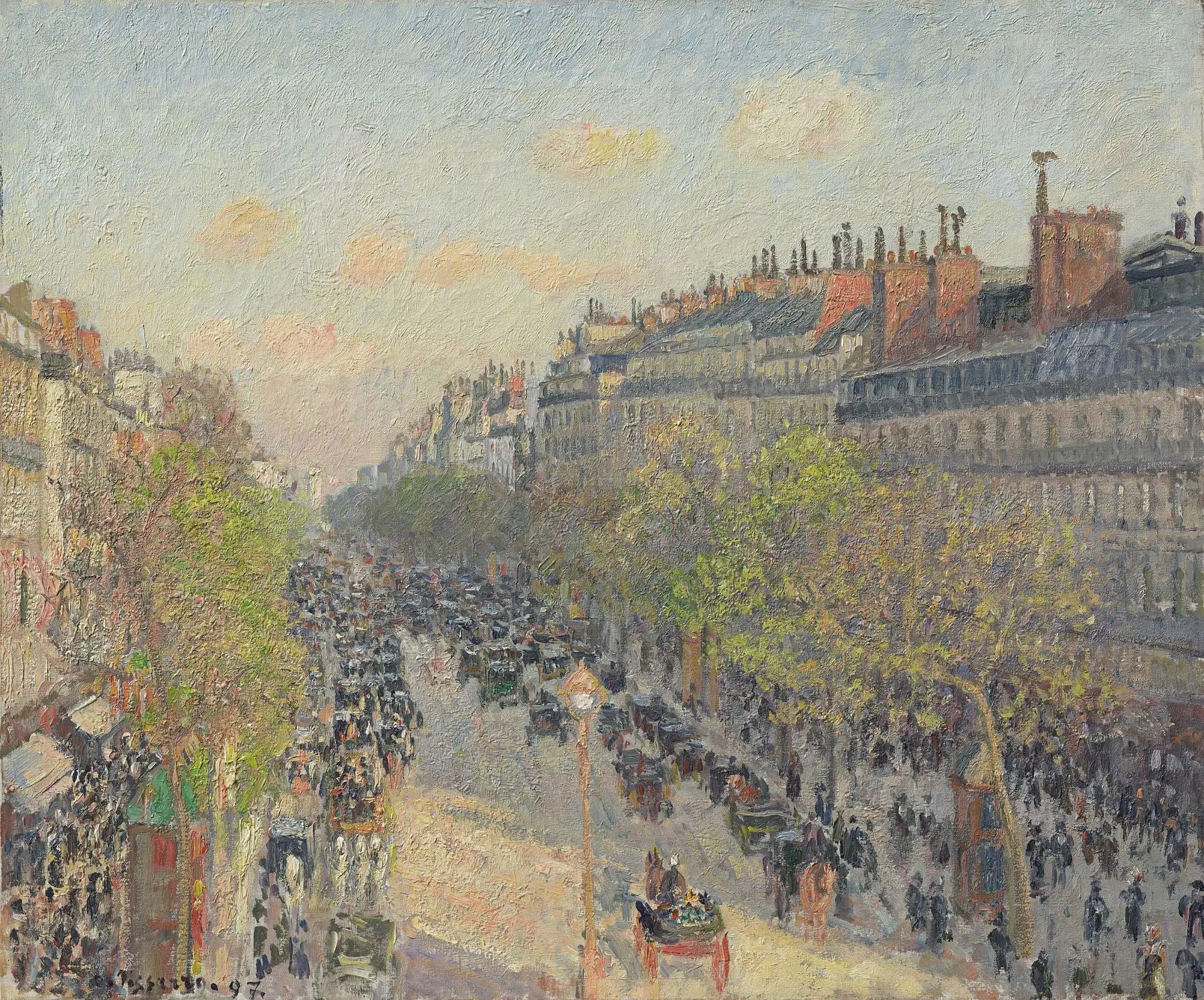 Reproduction du tableau « Le Boulevard Montmartre, fin de journée - Camille Pissarro » par Alpha Reproduction en peinture à l’huile