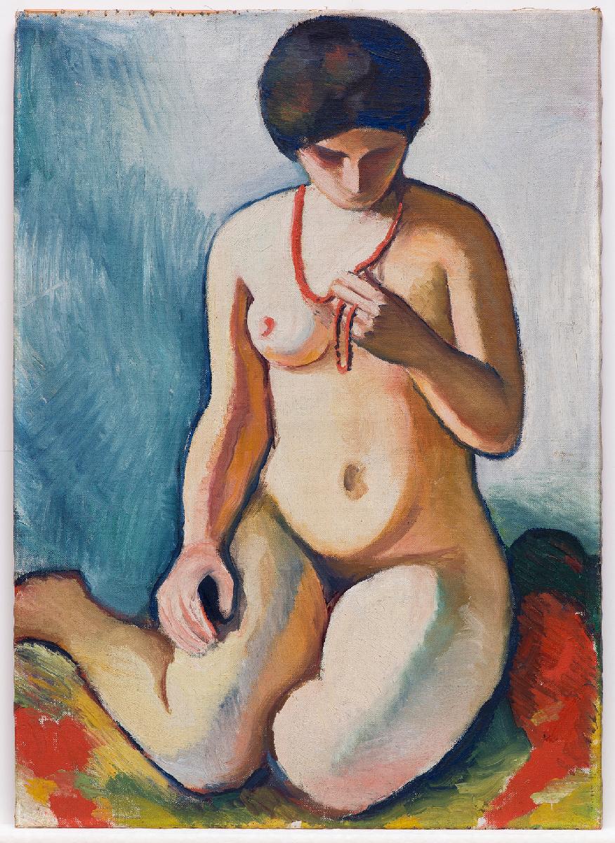 Reproduction du tableau « Nu féminin avec collier de corail - August Macke » par Alpha Reproduction en peinture à l’huile