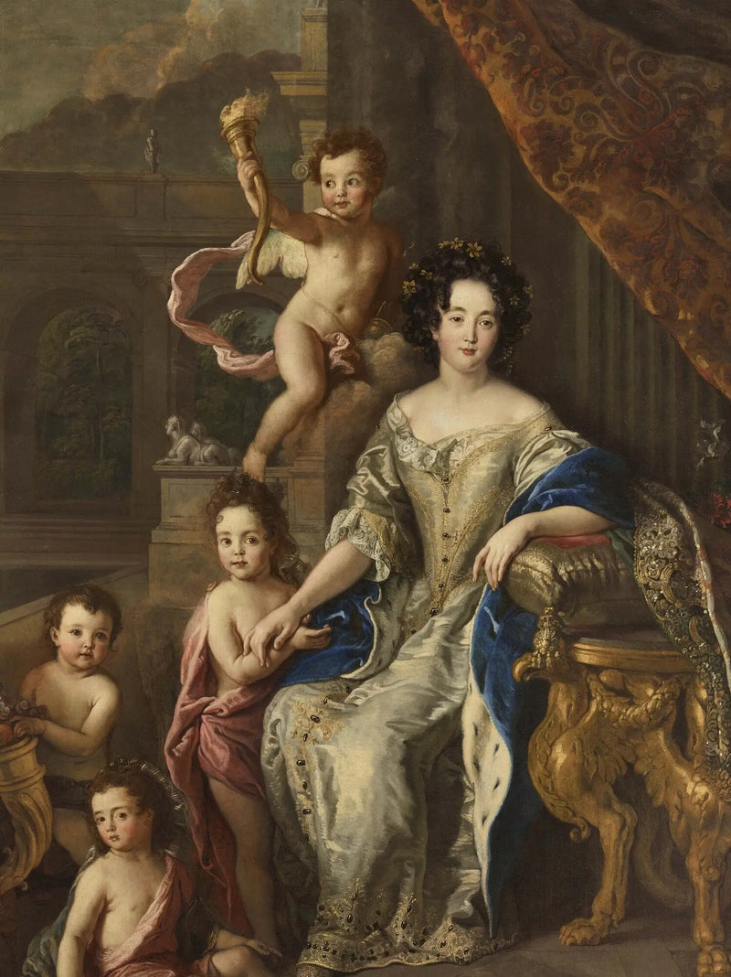 Anne de Bavière, duquesa de Enghien e depois princesa de Condé, com seus filhos - Pierre Mignard