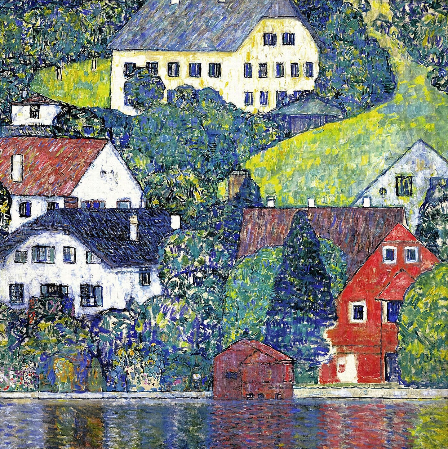 🏘️🌿 Casas em Unterach no Attersee – Gustav Klimt (cerca de 1916)