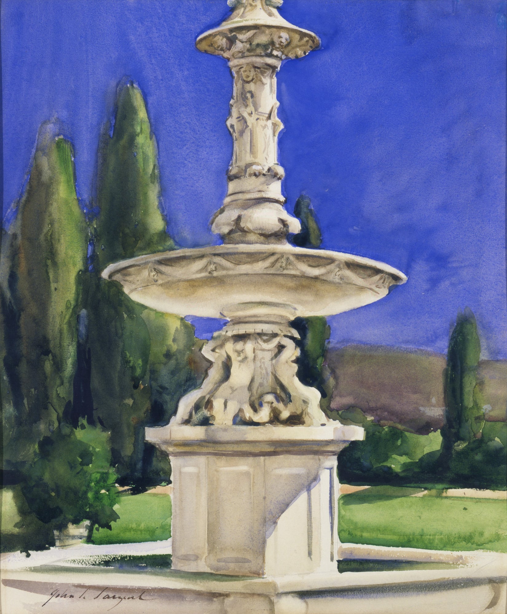 Reproduction du tableau « Fontaine de marbre en Italie - John Singer Sargent » par Alpha Reproduction en peinture à l’huile