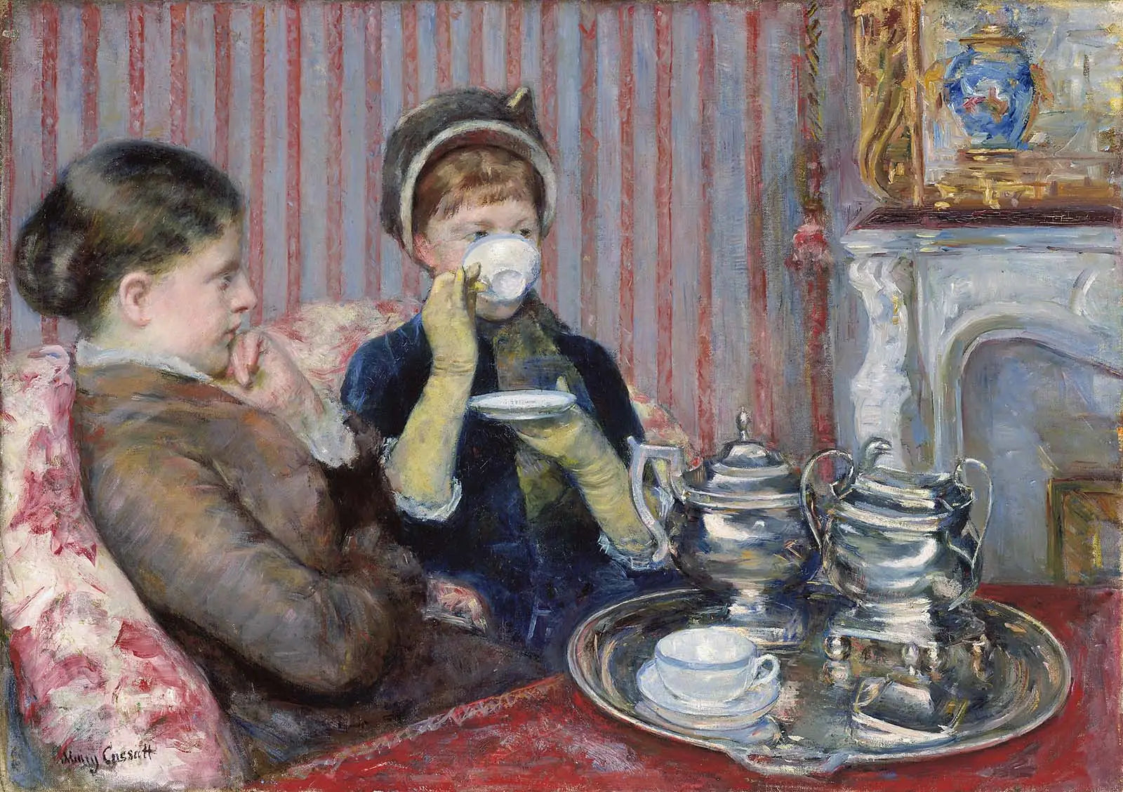 Reproduction du tableau « Le Thé - Mary Cassatt » par Alpha Reproduction en peinture à l’huile