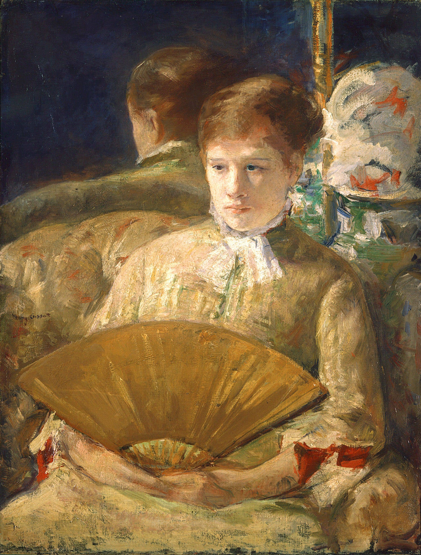 Reproduction du tableau « Femme avec un éventail - Mary Cassatt » par Alpha Reproduction en peinture à l’huile
