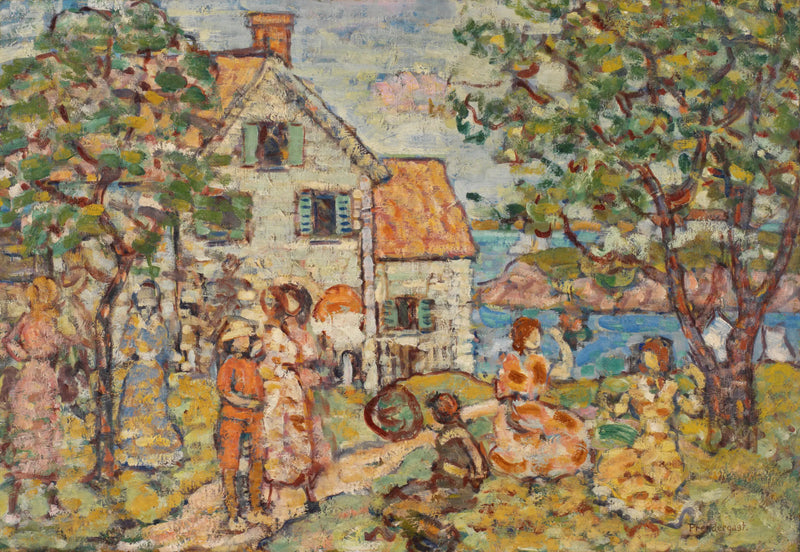 Praia e duas casas - Maurice Prendergast