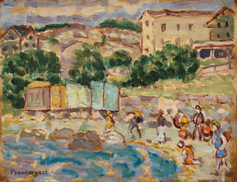Praia e vila - Maurice Prendergast