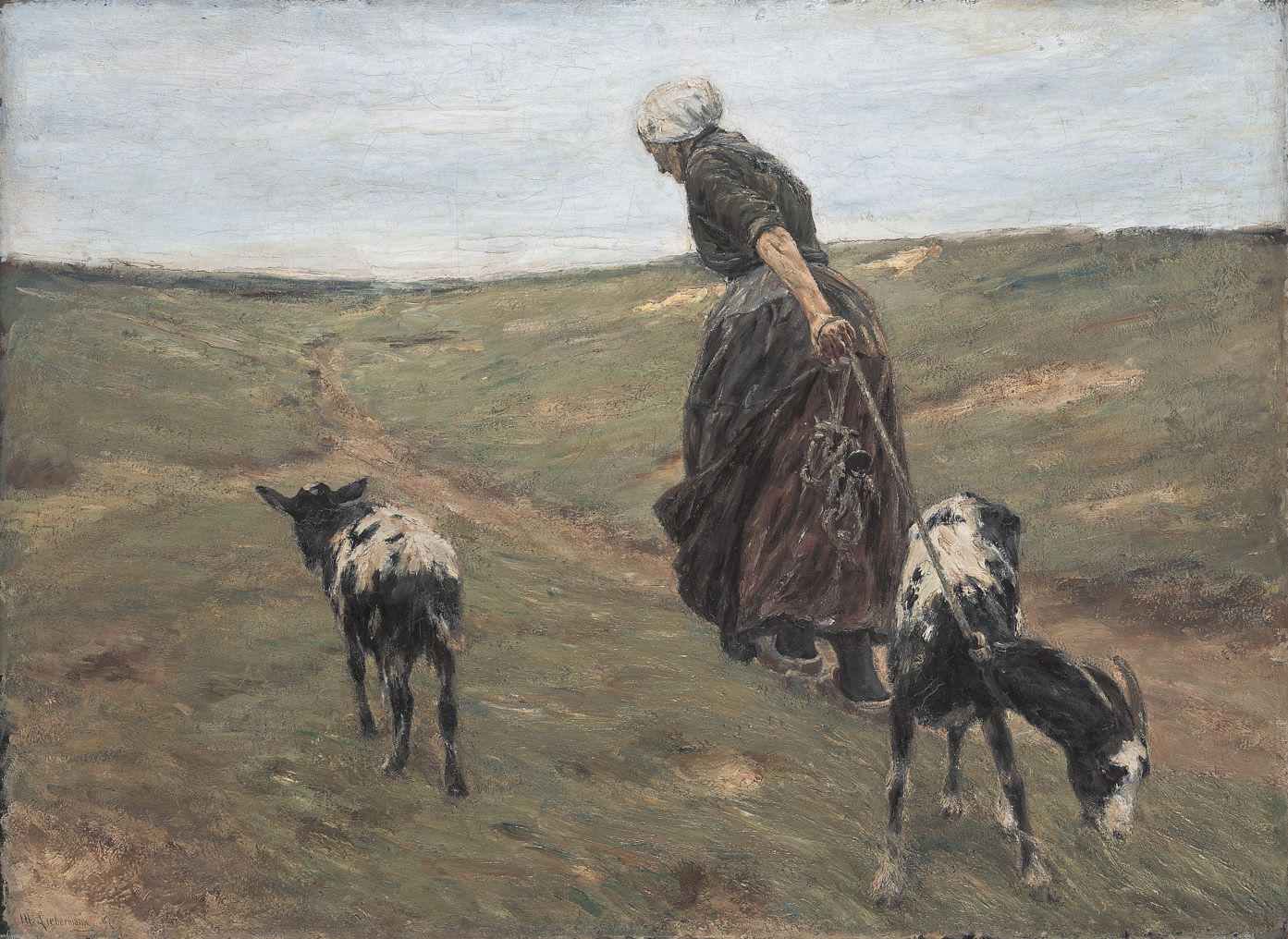 Mulher com cabras nas dunas - Max Liebermann
