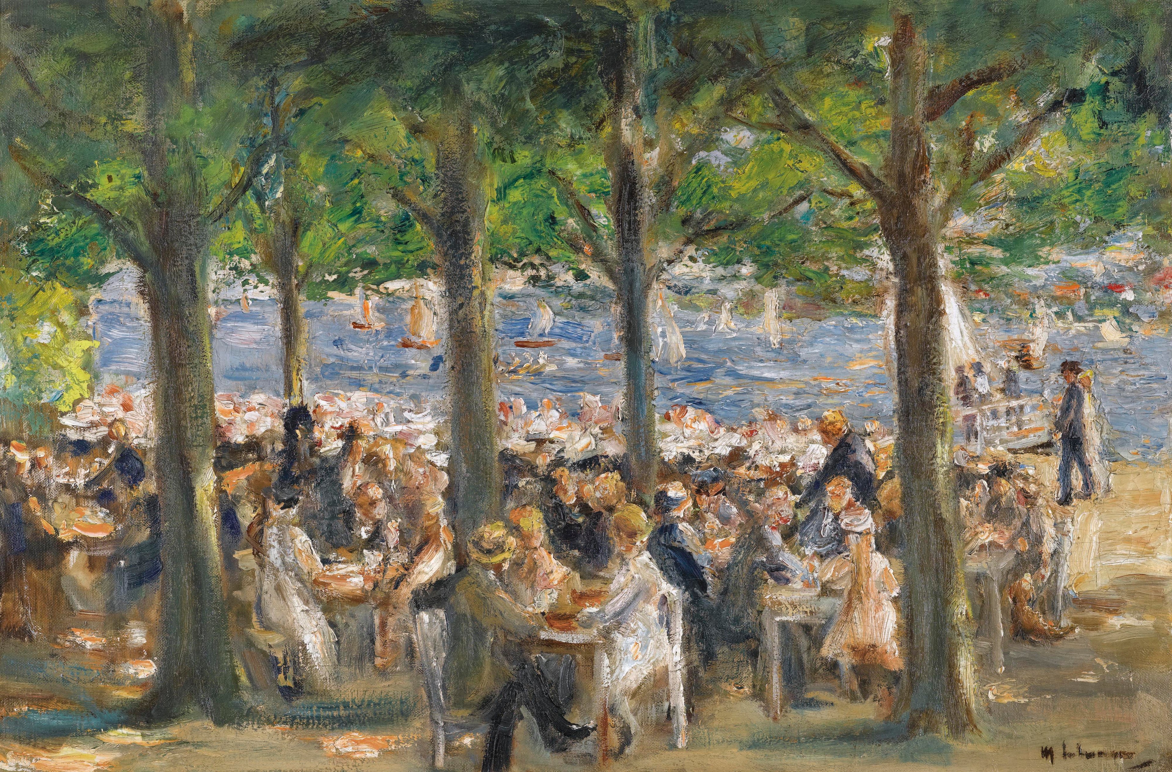 Biergarten perto do Havel sob as árvores - Max Liebermann
