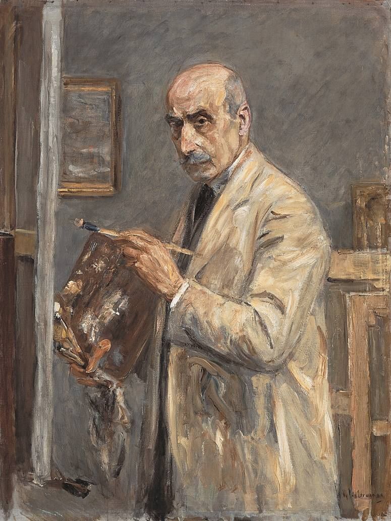 Autorretrato com bata de pintura (Selbstbildnis im Malkittel) - Max Liebermann