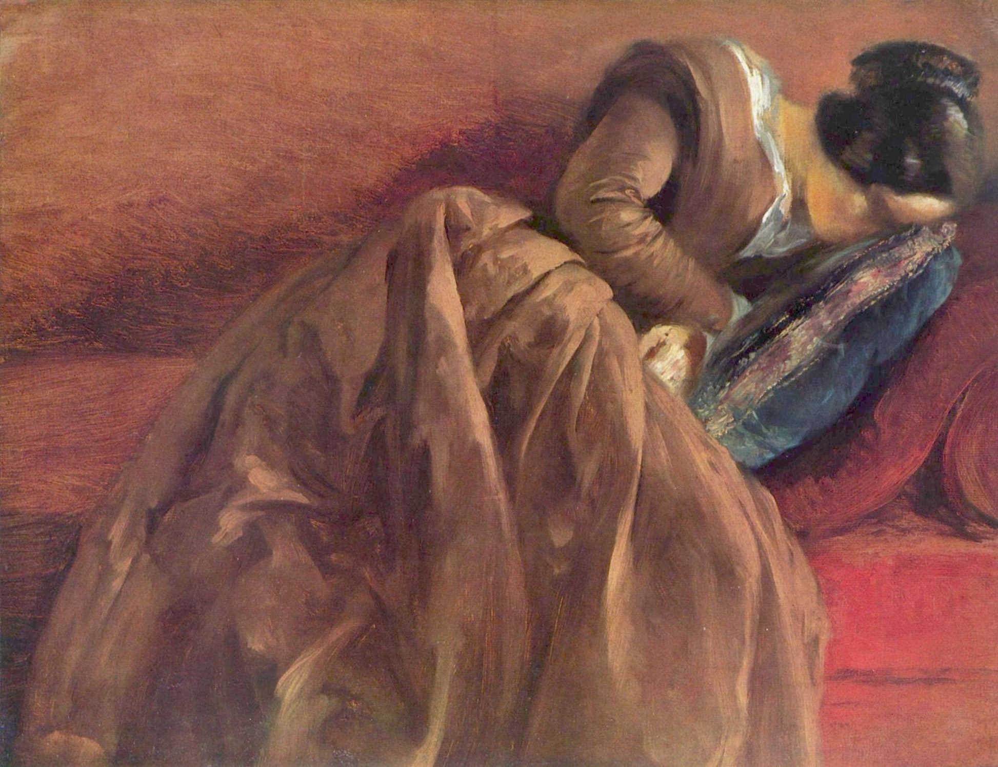 La sœur de Menzel, Emilie, endormie - Adolph von Menzel