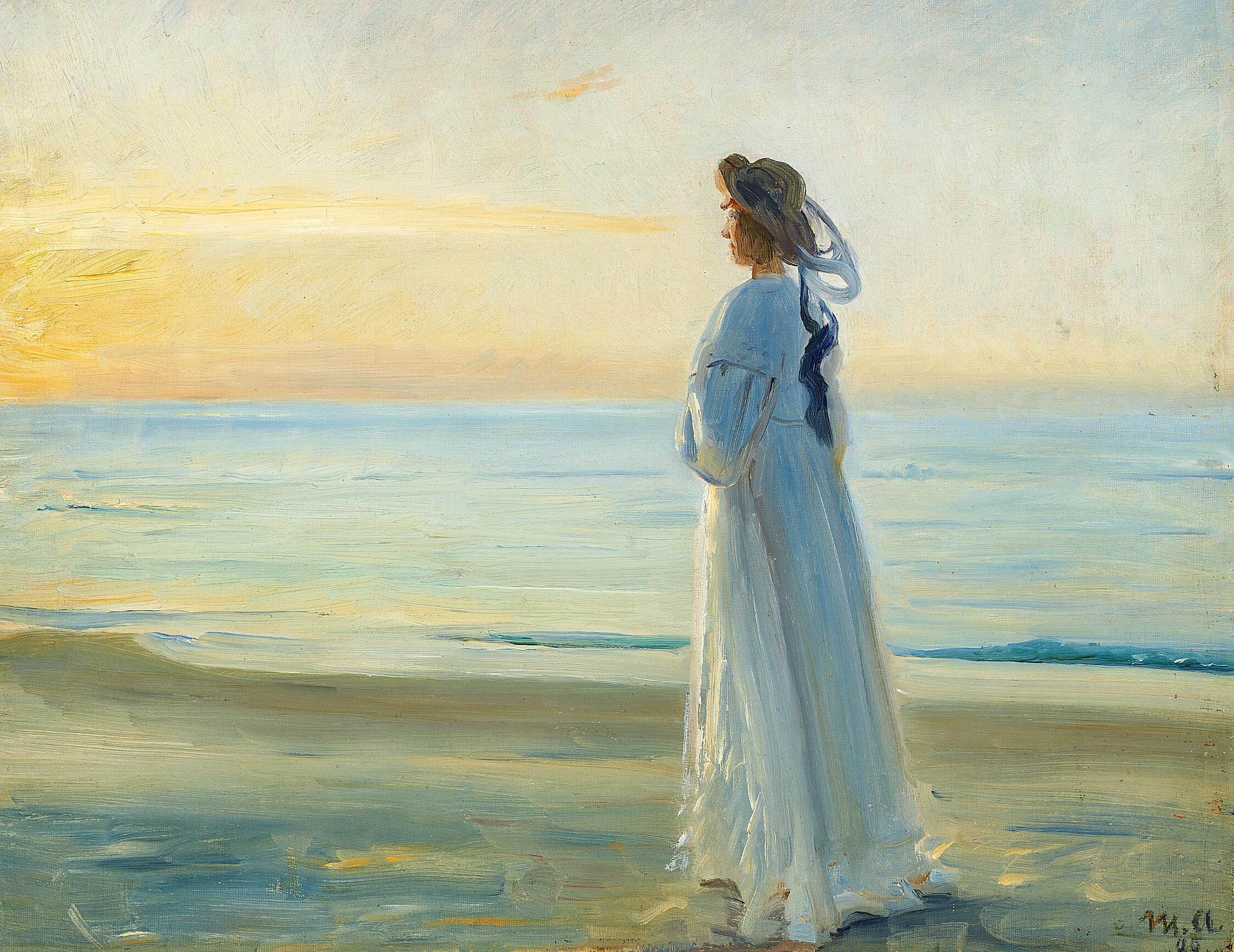 Marie Dinesen marchant à Skagen Nordstrand. - Michael Peter Ancher - Alpha Reproduction