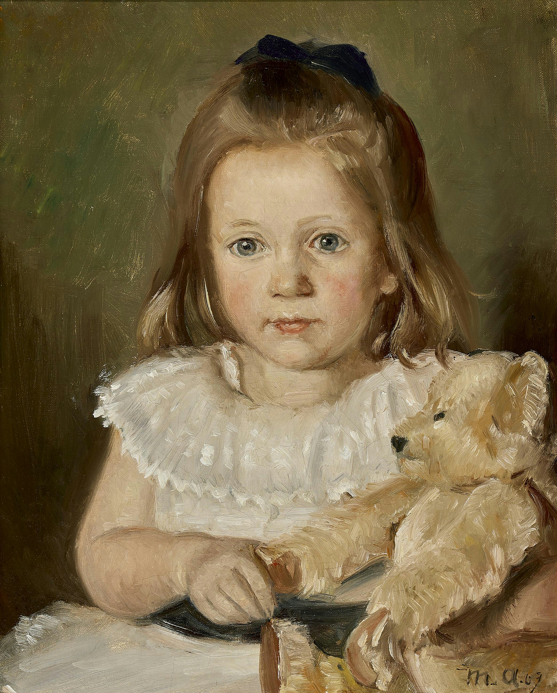 Portrait d’une petite fille avec son ours en peluche. - Michael Peter Ancher - Alpha Reproduction