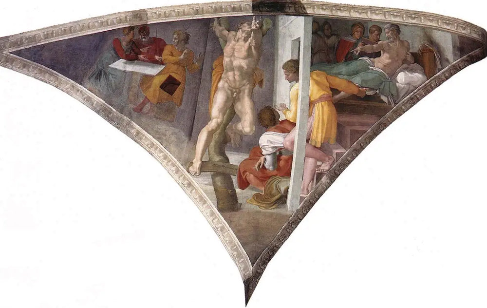 Reproduction du tableau « Le Châtiment d'Haman - Michel-Ange » par Alpha Reproduction en peinture à l’huile