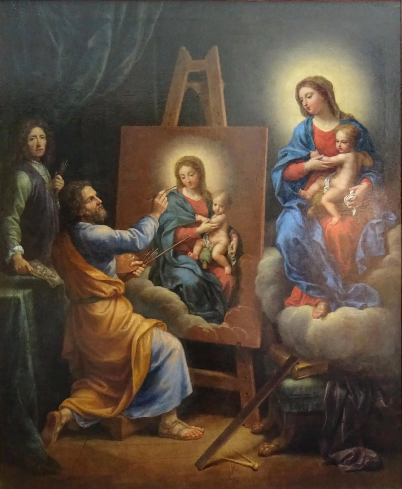 São Lucas pintando a Virgem com o Autorretrato de Mignard - Pierre Mignard
