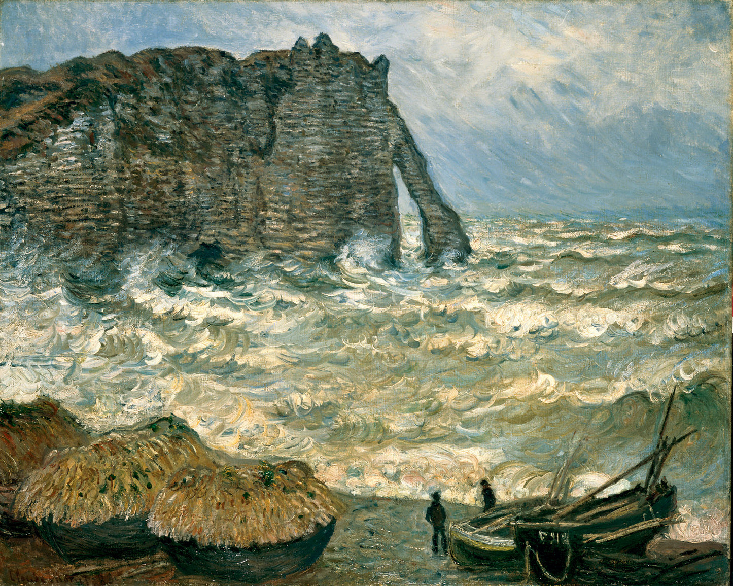 🎨 As Falésias de Étretat com mar agitado – Claude Monet, 1883
