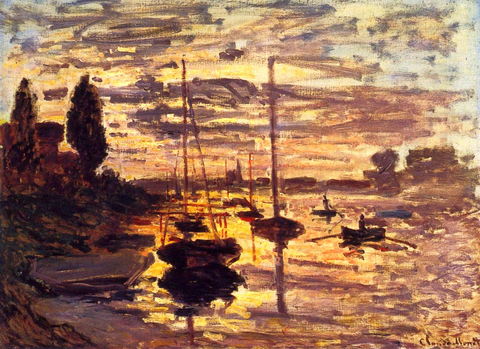 Reproduction du tableau « Au Petit-Gennevilliers, couchant du soleil - Claude Monet » par Alpha Reproduction en peinture à l’huile
