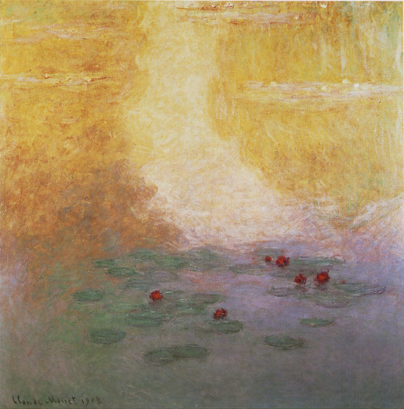 🌞 Ninféias ao nascer do sol – Claude Monet, 1908
