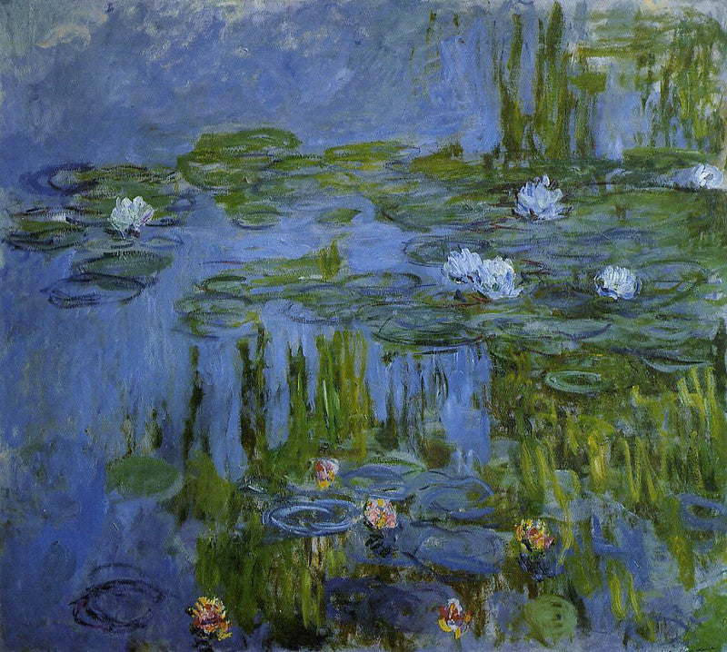 🌿 Ninféias – Reflexos Verdes e Flores Brancas – Claude Monet