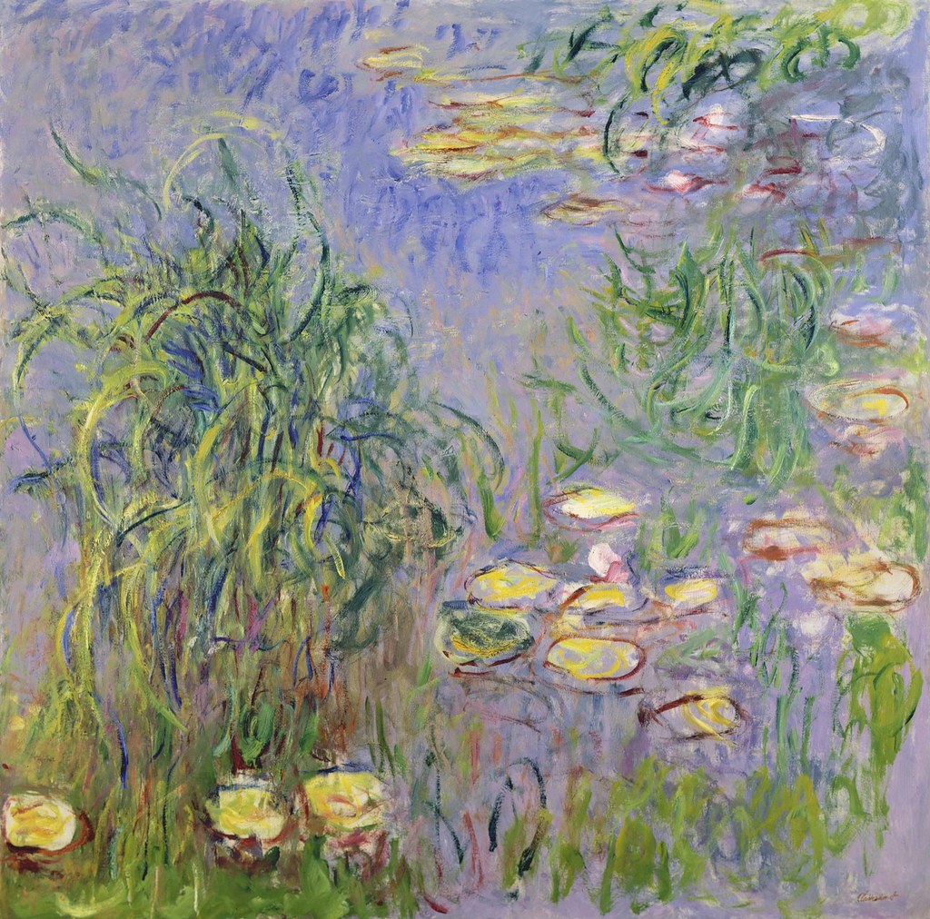 🎨 Ninféias com reflexos e vegetação em movimento
