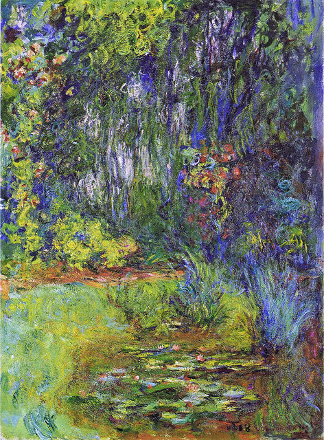 🌿 Canto do jardim com lagoa de nenúfares – Claude Monet