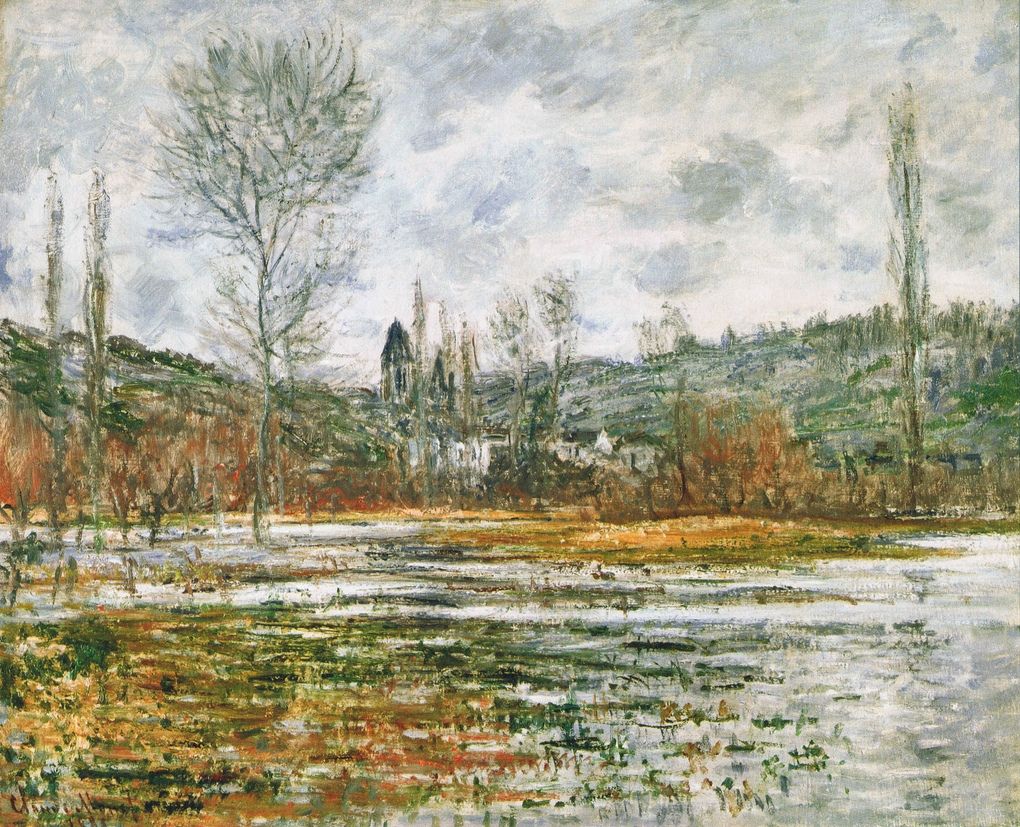 Reproduction du tableau « Vetheuil, Prairie inondée - Claude Monet » par Alpha Reproduction en peinture à l’huile