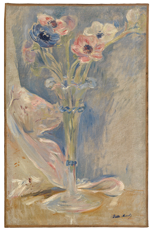 Reproduction du tableau « Vase avec anémones et sachet de bonbons - Berthe Morisot » par Alpha Reproduction en peinture à l’huile