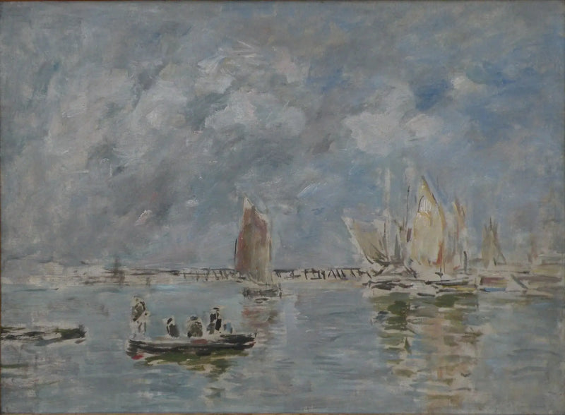 Barcos e Estacada - Eugène Boudin