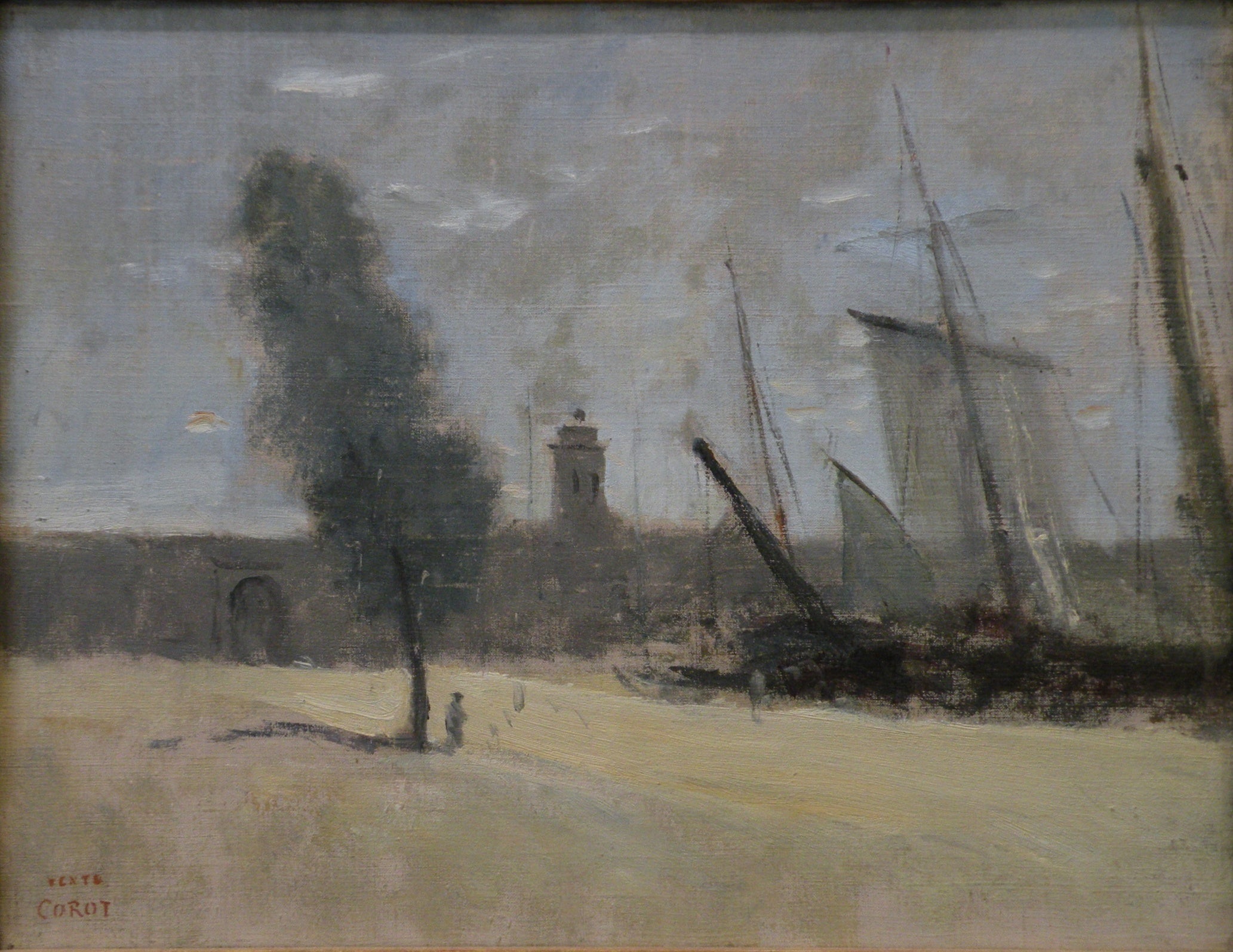 Dunkerque, remparts et porte d'entrée du port - Jean-Baptiste Camille Corot