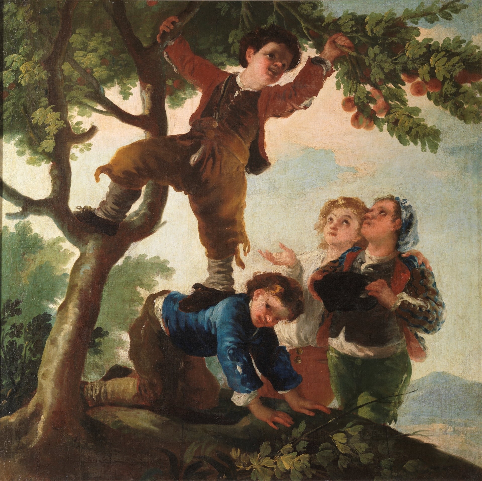 Reproduction du tableau « Garçons cueillant des fruits - Francisco de Goya » par Alpha Reproduction en peinture à l’huile