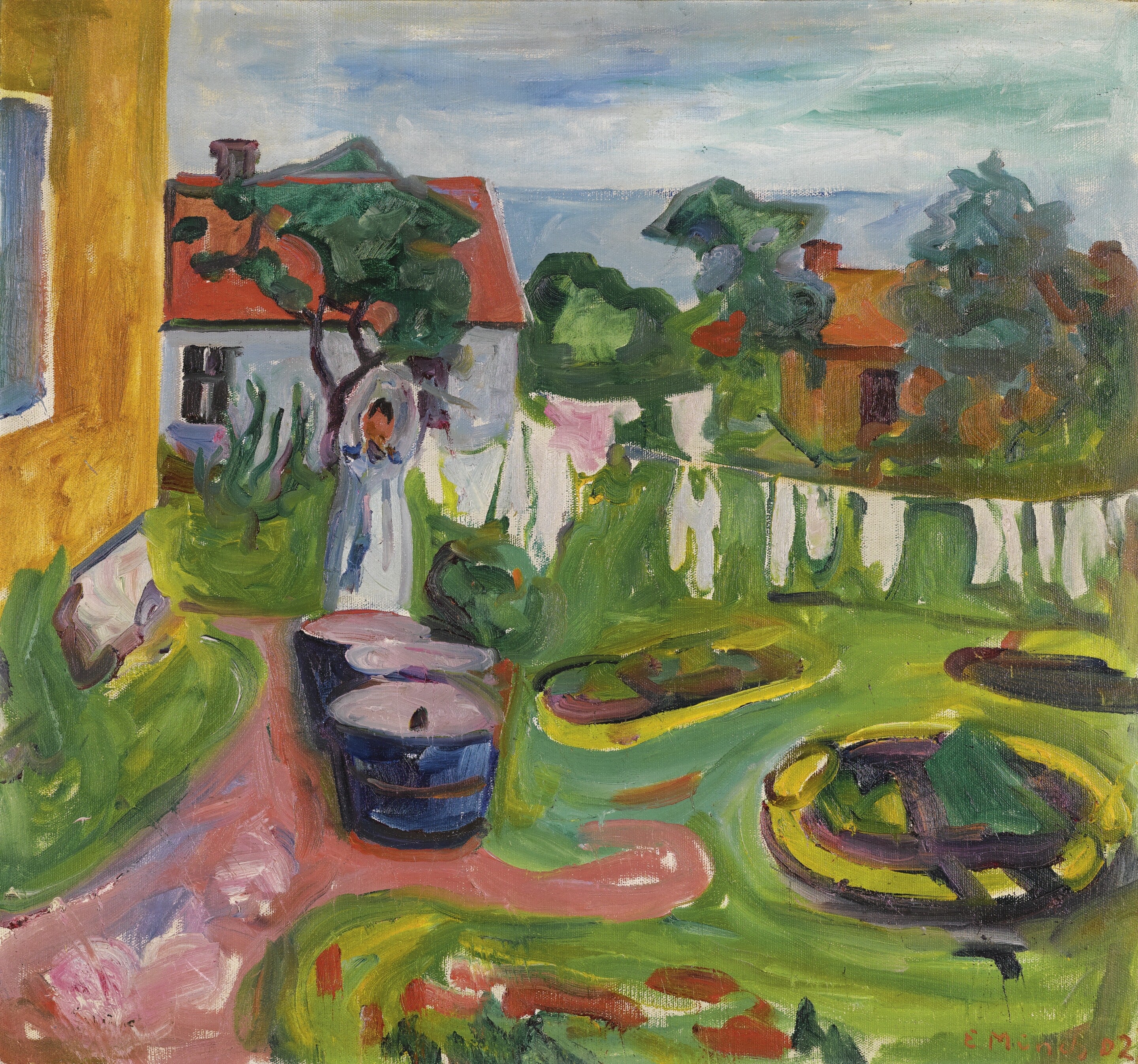 Reproduction du tableau « Vêtements sur un fil à Åsgårdstrand - Edvard Munch » par Alpha Reproduction en peinture à l’huile