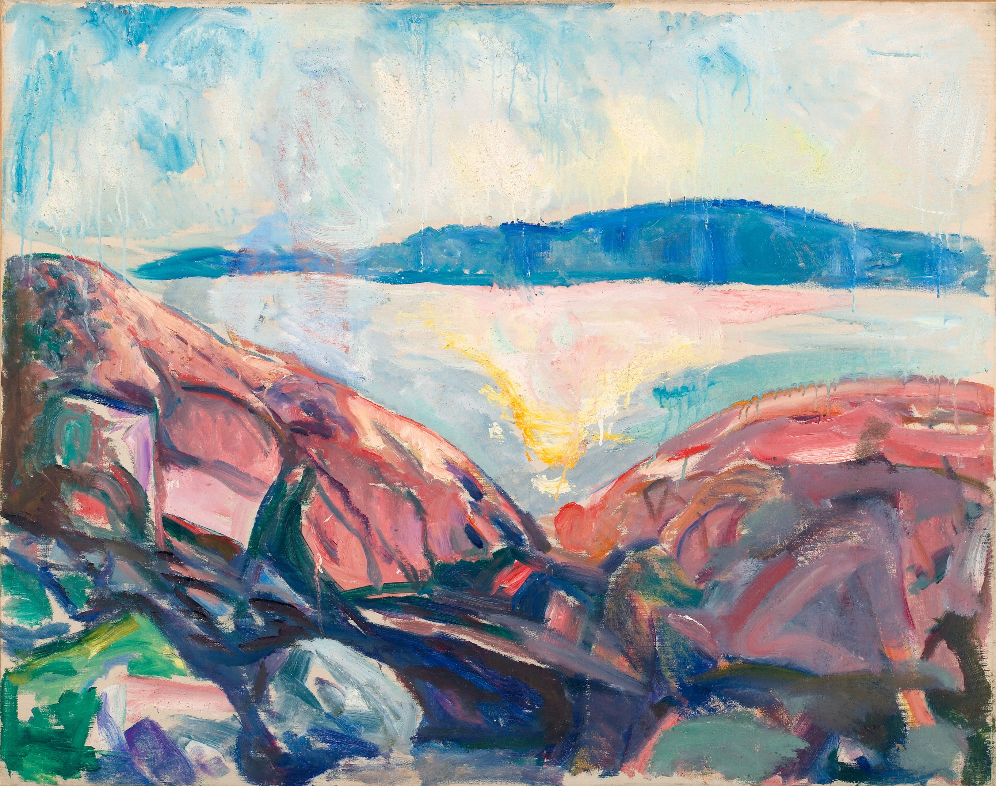Reproduction du tableau « Rochers rouges - Edvard Munch » par Alpha Reproduction en peinture à l’huile