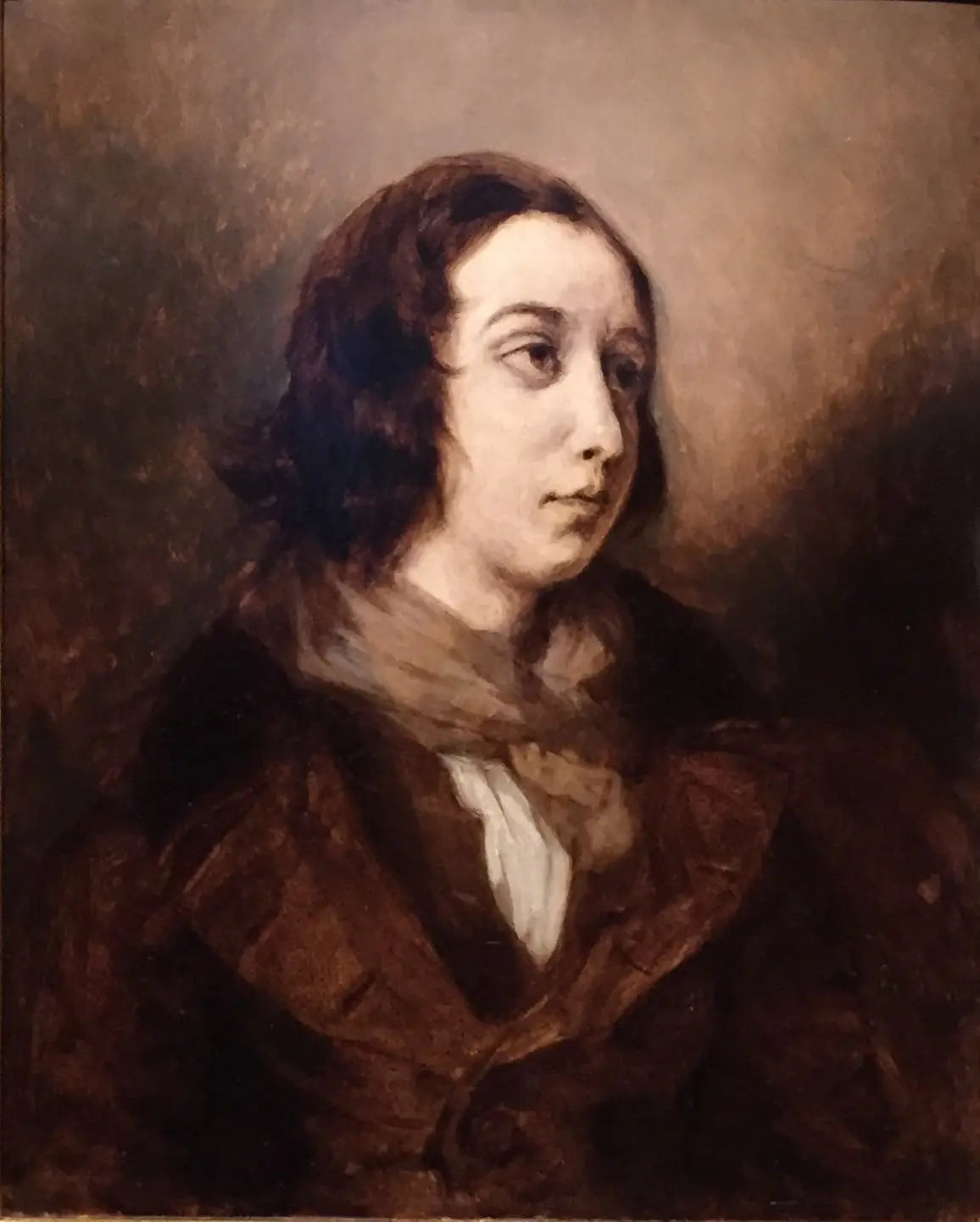 Reproduction du tableau « Portrait de George Sand - Eugène Delacroix » par Alpha Reproduction en peinture à l’huile