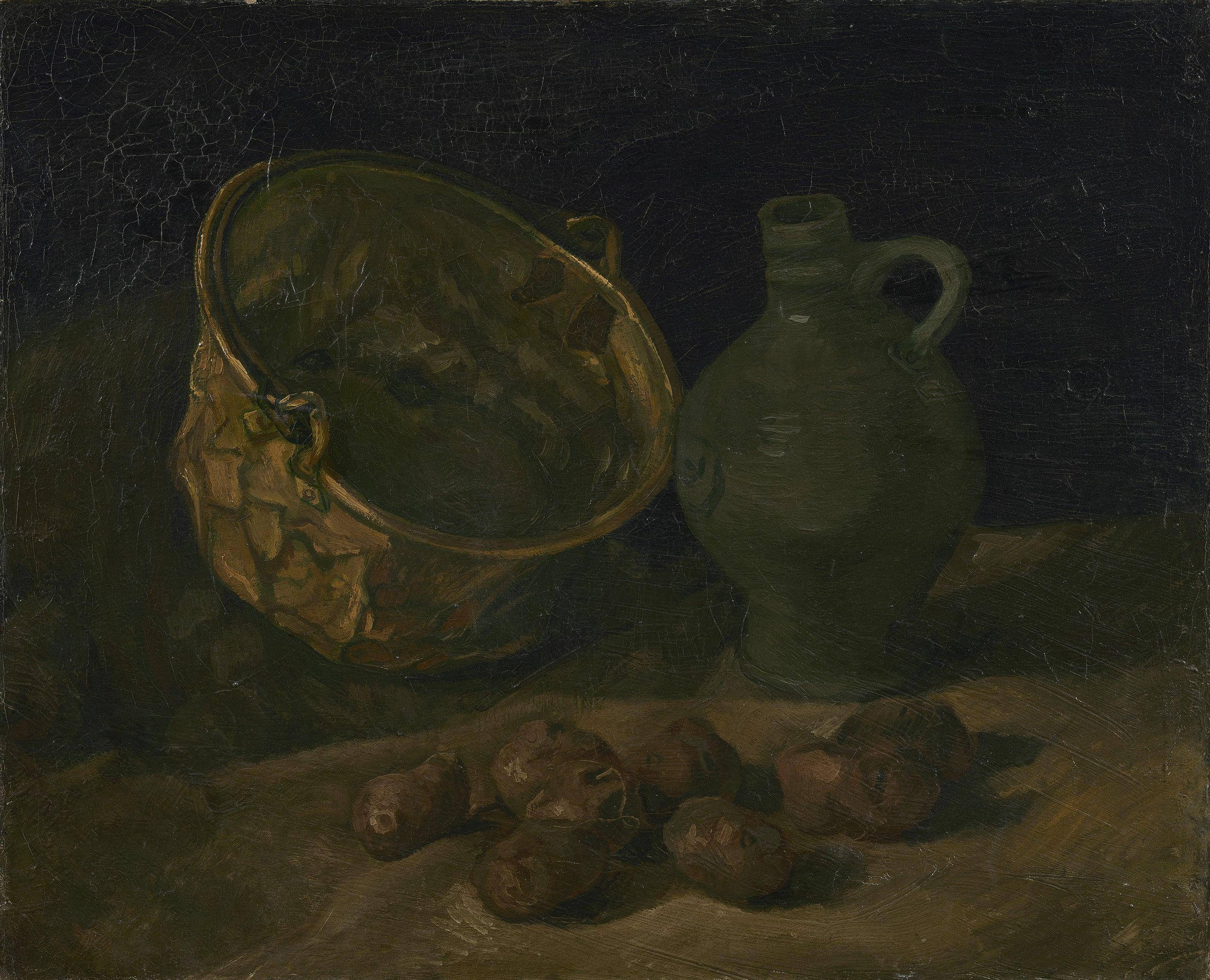 Reproduction du tableau « Nature morte avec chaudron et cruche en laiton - Vincent van Gogh » par Alpha Reproduction en peinture à l’huile