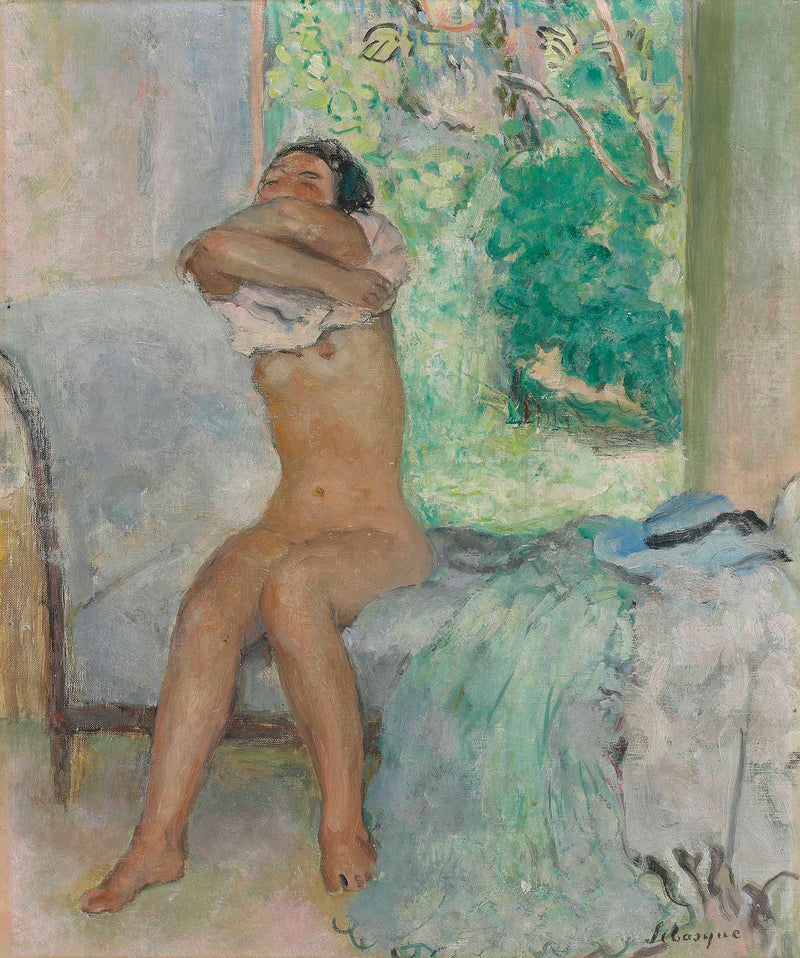 Nu assis otant sa chemise - Henri Lebasque