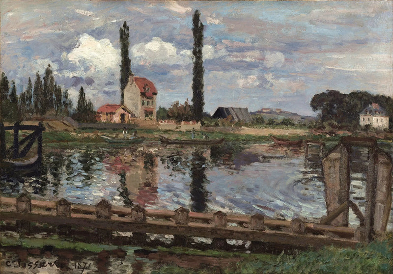 À beira do Sena em Port Marly - Camille Pissarro
